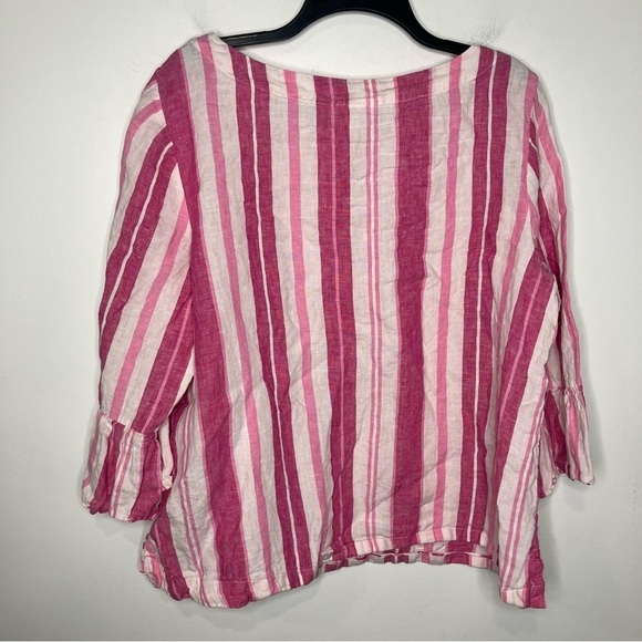 Charter Club pink striped linen blouse ruffle sleeves size 2X - Picture 6 of 6